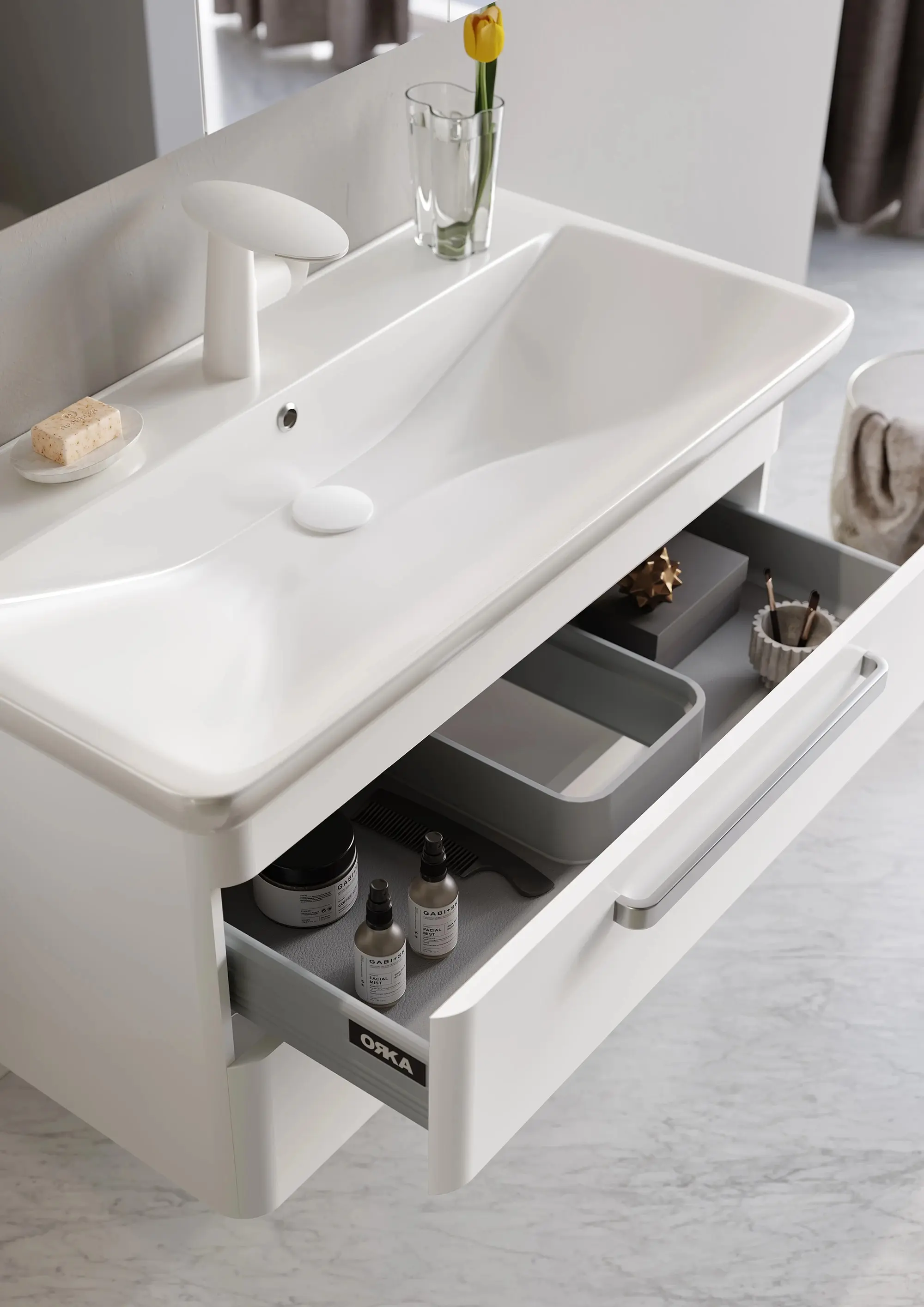 Набор тумбы с раковиной Orka Rose 80 (White) - 2