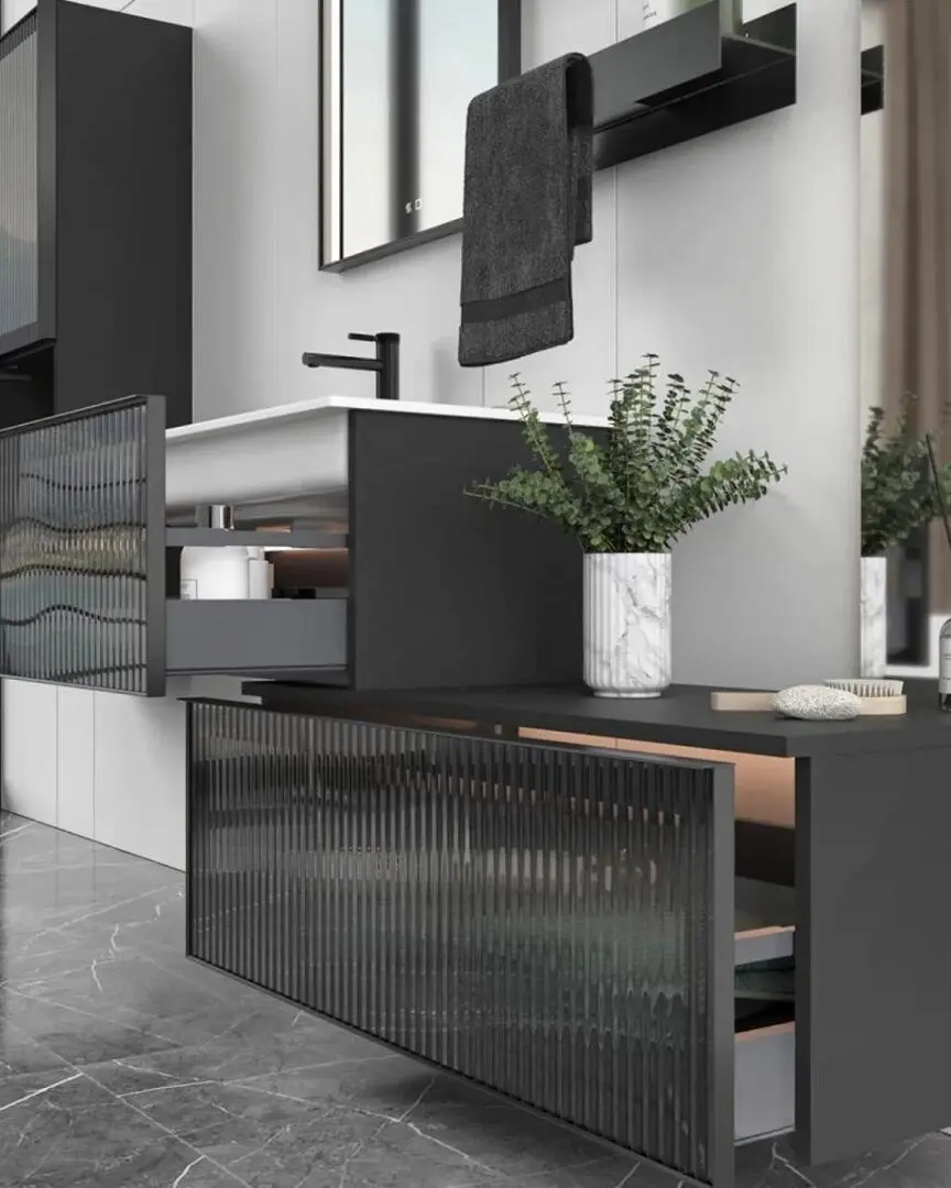 Set dulap cu lavoar Orka Urban 81 (Black)