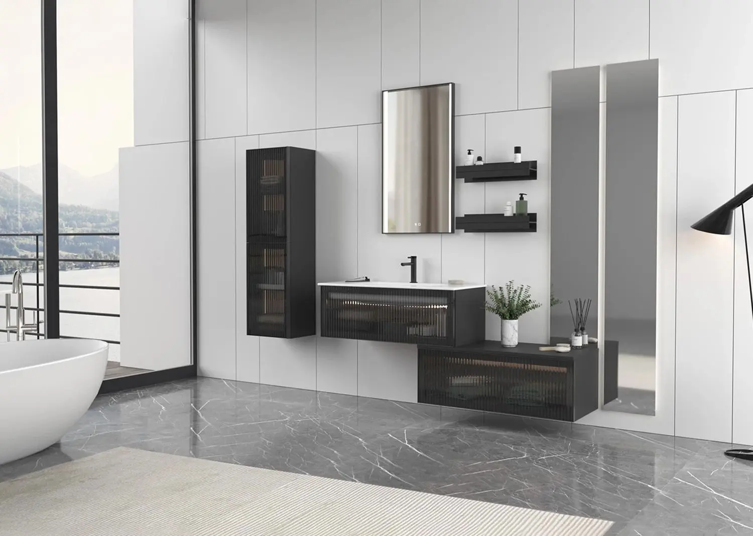 Set dulap cu lavoar Orka Urban 81 (Black)