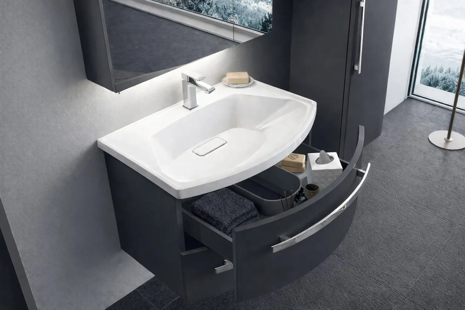 Set dulap cu lavoar Orka Urla 70 (Anthracite) - 2