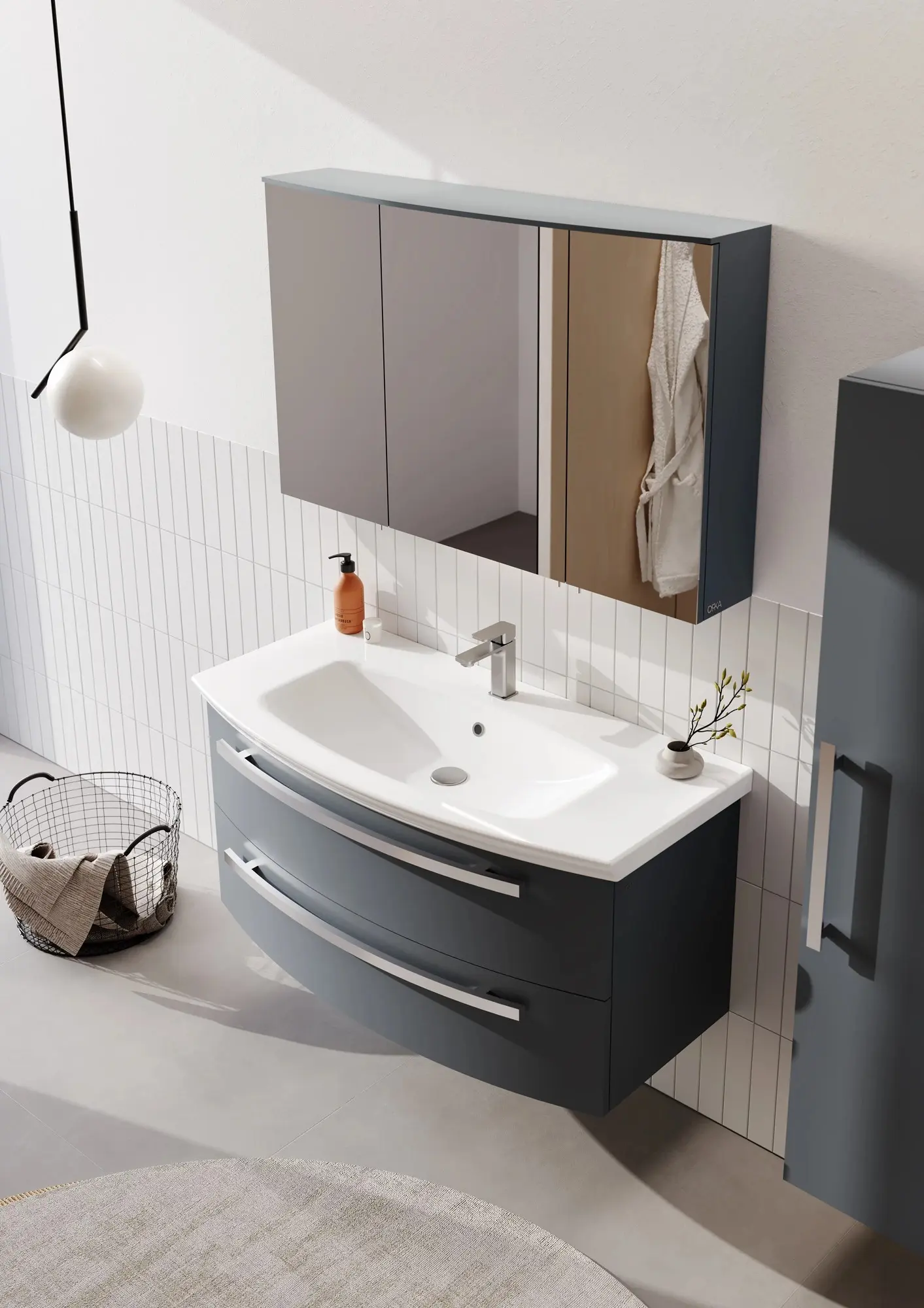 Set dulap cu lavoar Orka Urla 70 (Anthracite) - 4