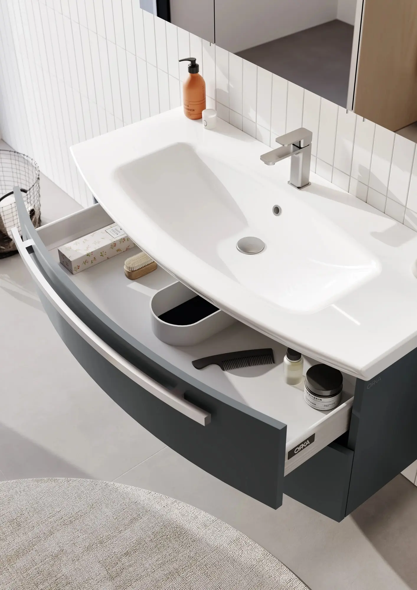 Набор тумбы с раковиной Orka Urla 70 (Grey) - 4