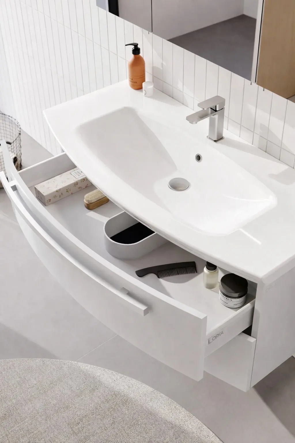 Набор тумбы с раковиной Orka Urla 90 (White) - 4