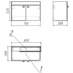 Set dulap cu lavoar RJ Atlas RJFU005-12OK (Oak) Thumb