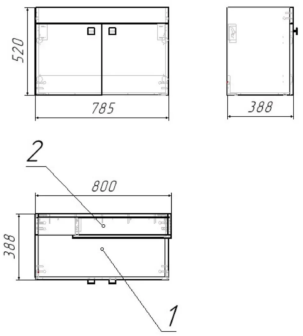 Set dulap cu lavoar RJ Atlas RJFU005-12OK (Oak) - 4