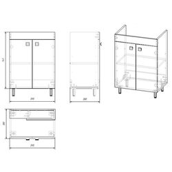 Set dulap cu lavoar RJ Atlas RJFU005-14OK (Oak) Thumb