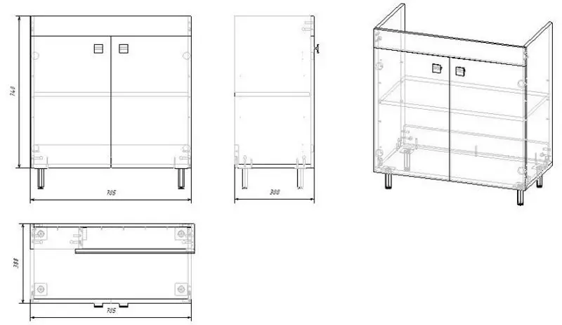 Set dulap cu lavoar RJ Atlas RJFU005-15GR (Gray)