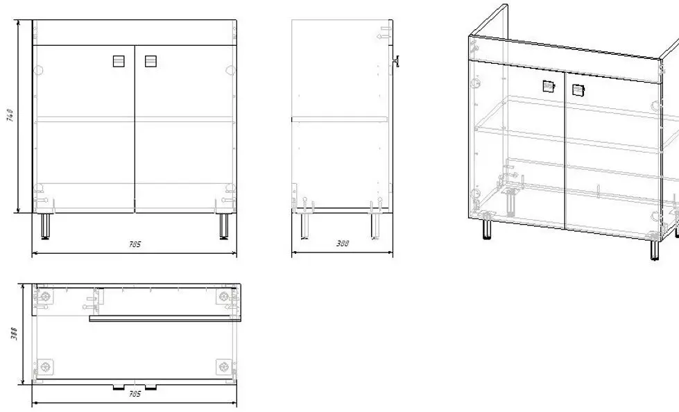 Набор тумбы с раковиной RJ Atlas RJFU005-15OK (Oak) - 4