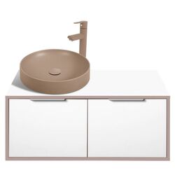 Set dulap cu lavoar Sanelit 61.01 Terra 1000x500/Naomi 455x455 (White/Beige)