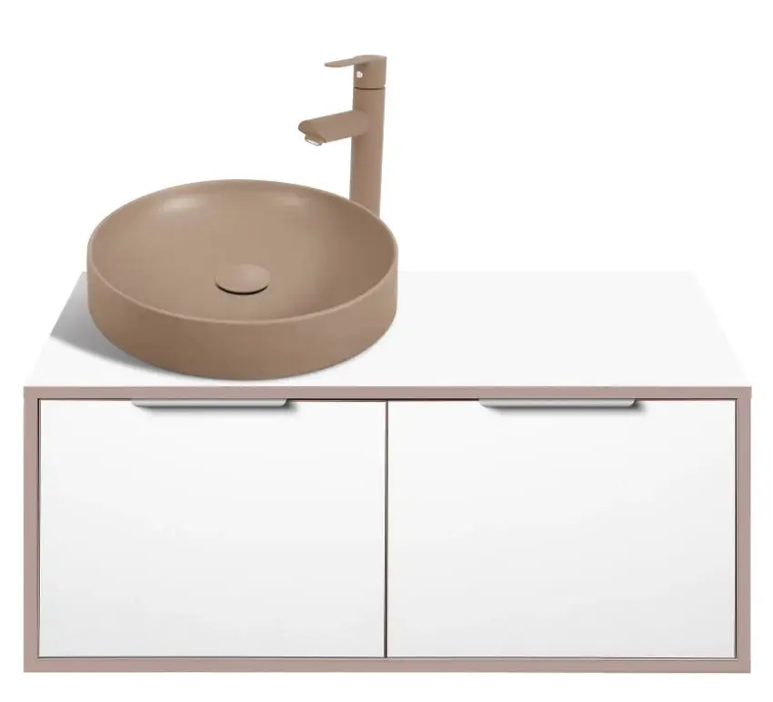 Set dulap cu lavoar Sanelit 61.01 Terra 1000x500/Naomi 455x455 (White/Beige)