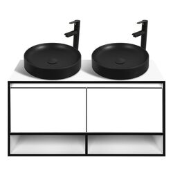 Set dulap cu lavoar Sanelit 63.01 Eclipse 1200x500/Naomi 455x455 (White/Black)