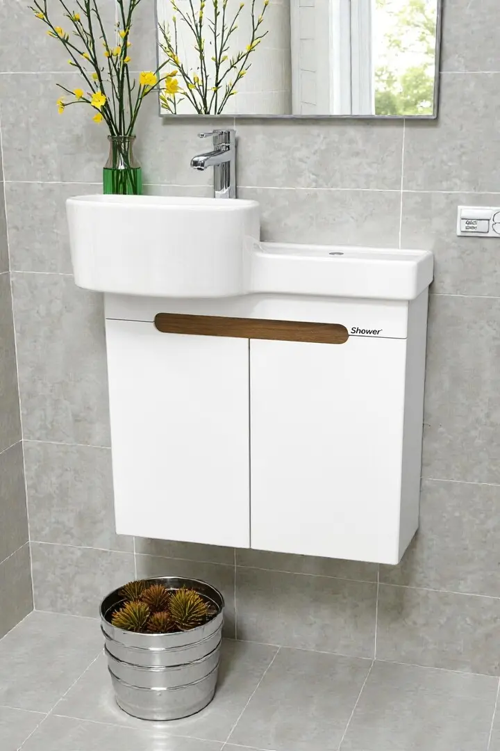 Set dulap cu lavoar Shower Serin 65 + Harmony 65 (White)