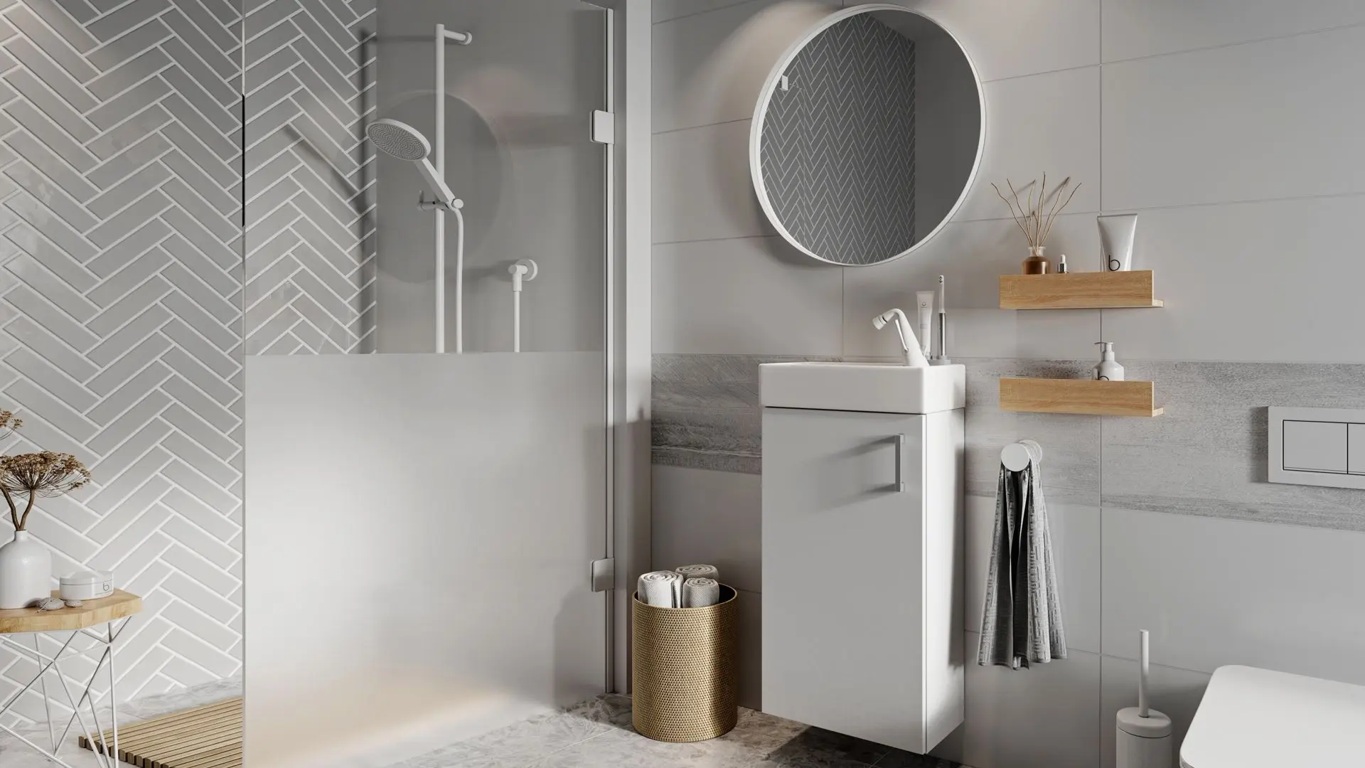 Set dulap cu lavoar Stolkar Oia (White) - 2