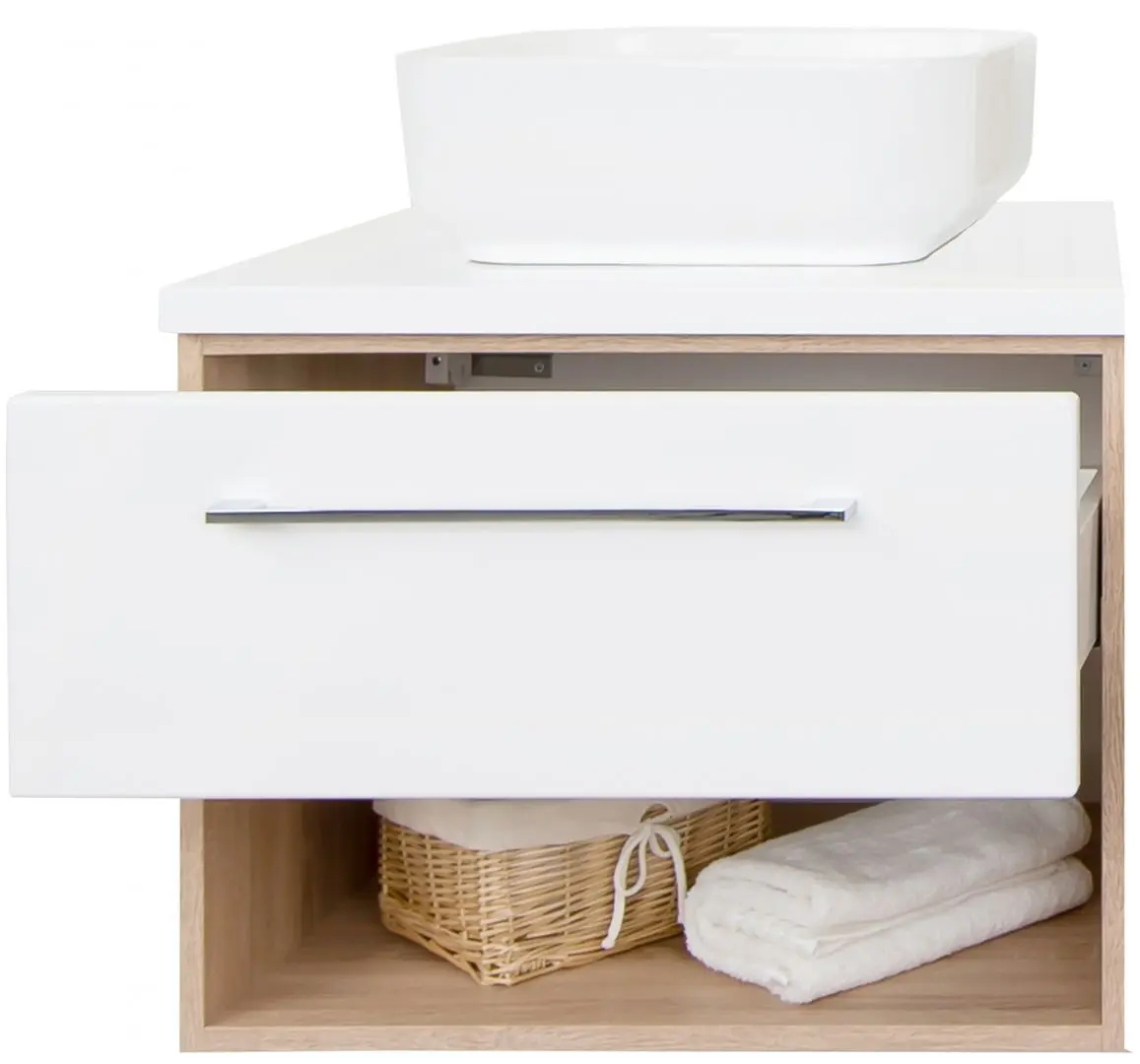 Шкаф под умывальник Stolkar Aruba II Dum Lilo 60 S/1 (White Gloss/Sonoma Oak) - 2