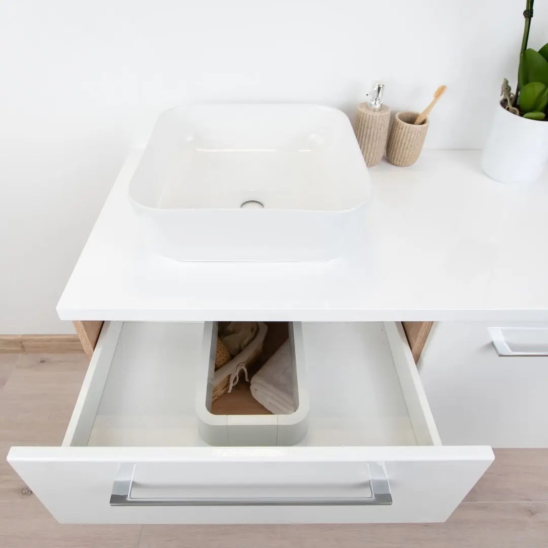 Шкаф под умывальник Stolkar Aruba II Dum Lilo 60 S/1 (White Gloss/Sonoma Oak) - 6