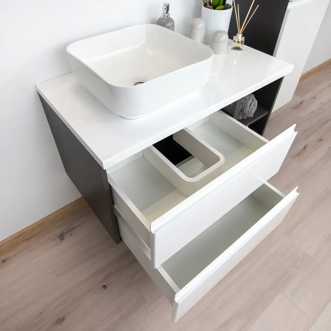 Dulap sub lavoar Stolkar Malaga Dum Lilo 60 S/2 (White Gloss/Grey Graphite) - 4