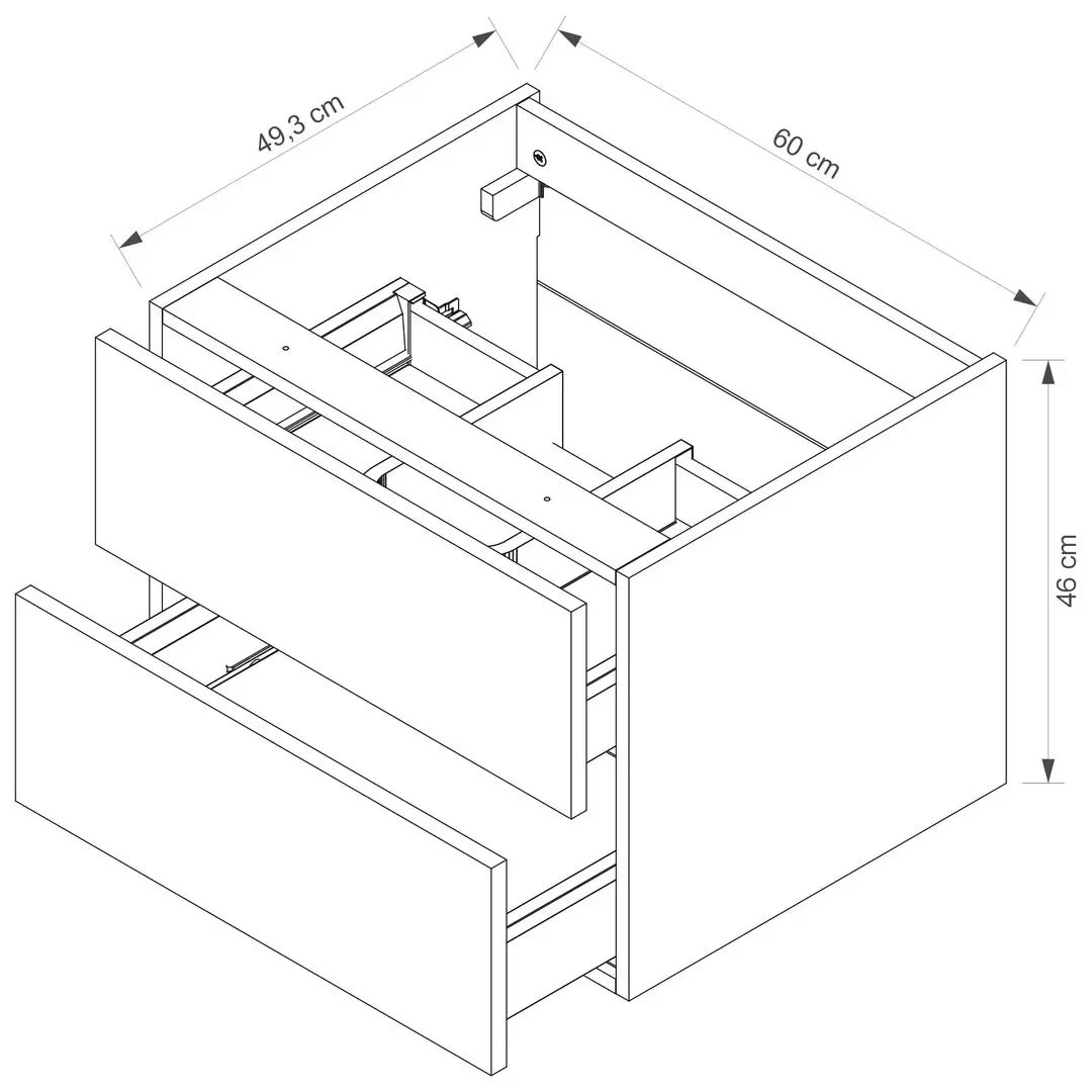 Dulap sub lavoar Stolkar Malaga Dum Lilo 60 S/2 (White Gloss/Grey Graphite) - 6