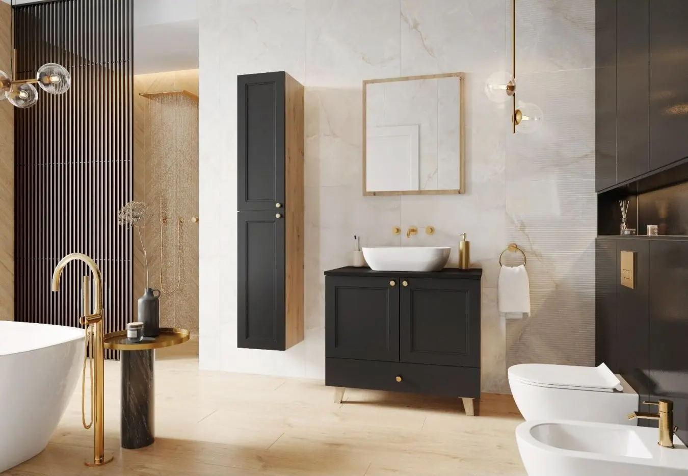 Dulap sub lavoar Stolkar Stolkar Royal Dum 60 S/1 2FR (Black/Artisan Oak) - 2