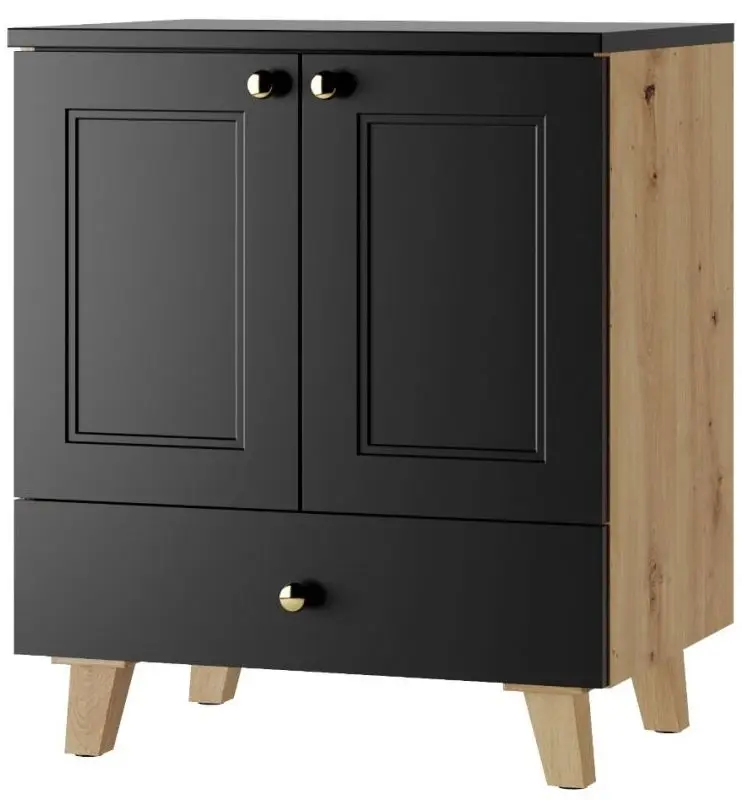 Dulap sub lavoar Stolkar Stolkar Royal Dum 60 S/1 2FR (Black/Artisan Oak)