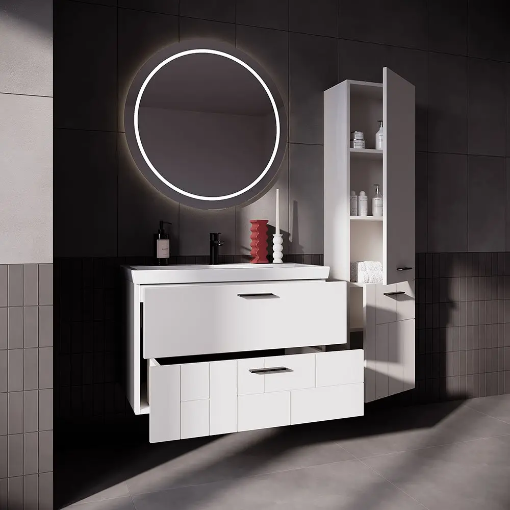 Set dulap cu lavoar Supraten Andora 75 + 8057 (White)