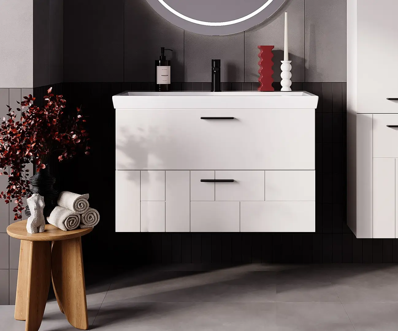 Set dulap cu lavoar Supraten Andora 75 + 8057 (White)