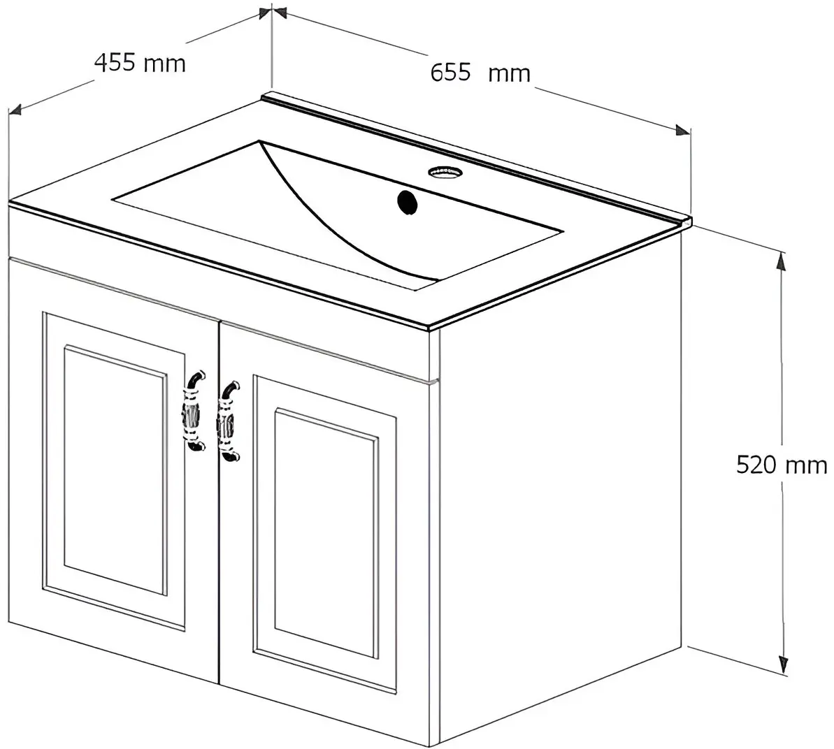 Set dulap cu lavoar Supraten Anjou 65 + 1065 (White)