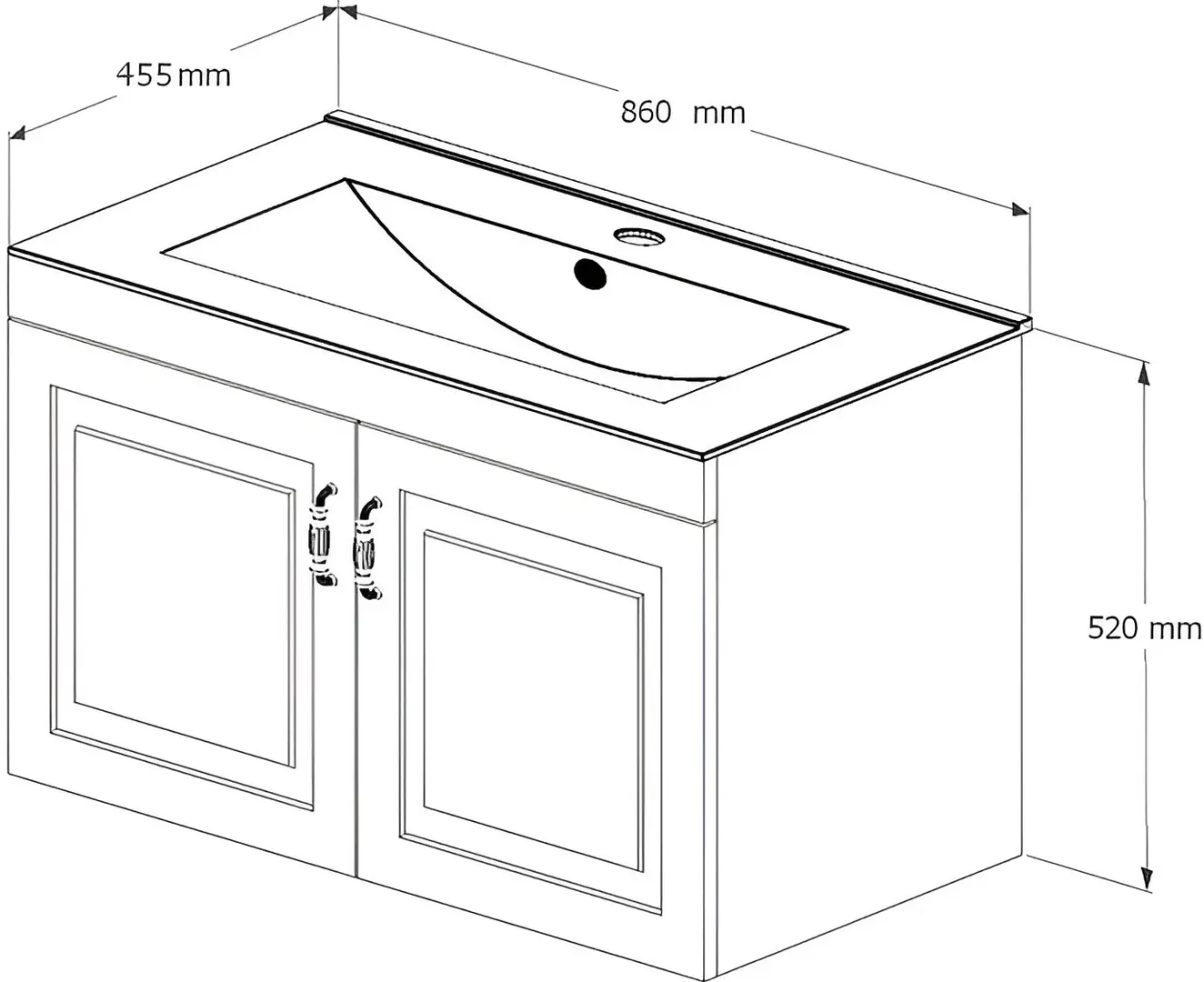 Set dulap cu lavoar Supraten Anjou 85 + 1085 (White)