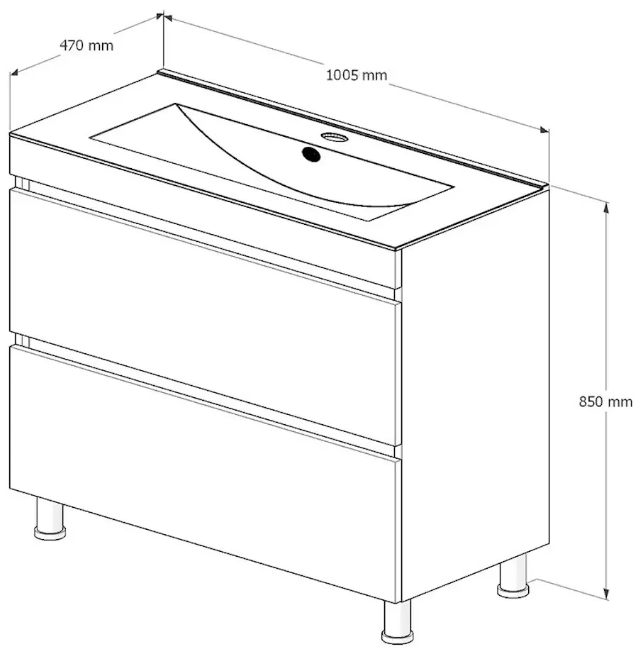 Set dulap cu lavoar Supraten Aquitania 100 + TG K100 (White)