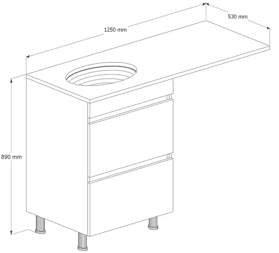 Set dulap cu lavoar Supraten Aquitania 125 + GR 125 L (White)