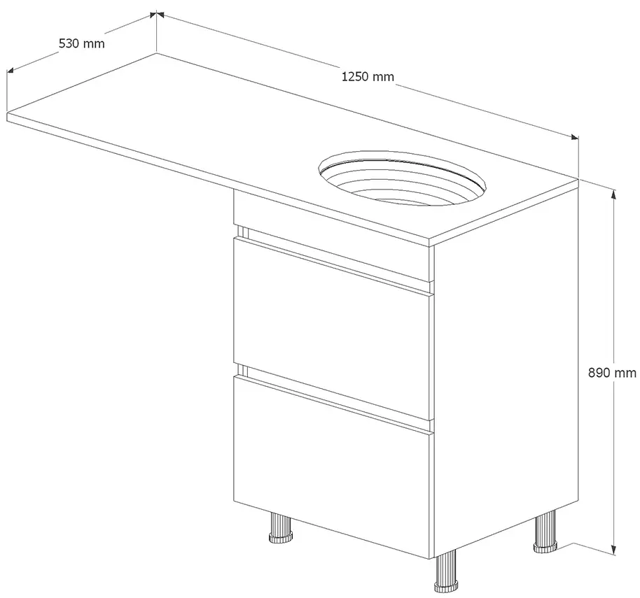 Set dulap cu lavoar Supraten Aquitania 125 + GR 125 R (White)
