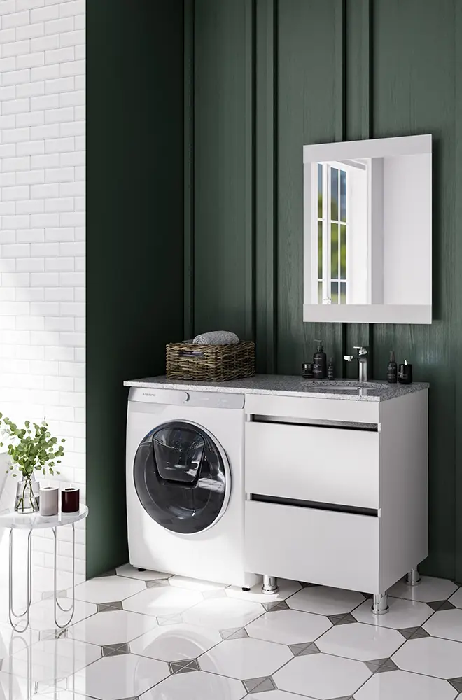 Set dulap cu lavoar Supraten Aquitania 125 + GR 125 R (White)