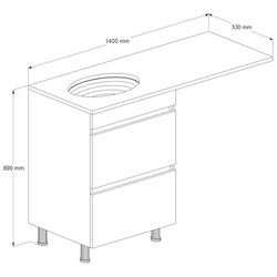 Set dulap cu lavoar Supraten Aquitania 140 + GR 140 L (White) Thumb