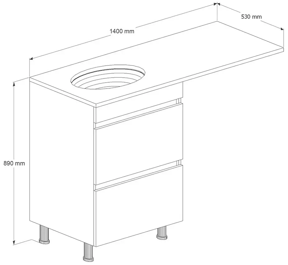 Set dulap cu lavoar Supraten Aquitania 140 + GR 140 L (White)