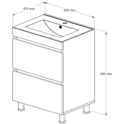 Set dulap cu lavoar Supraten Aquitania 60 + TG 60E (White) Thumb