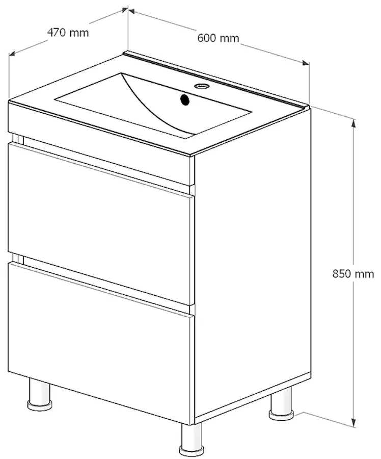 Set dulap cu lavoar Supraten Aquitania 60 + TG 60E (White)