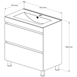 Set dulap cu lavoar Supraten Aquitania 80 + 2080 (Beige) Thumb