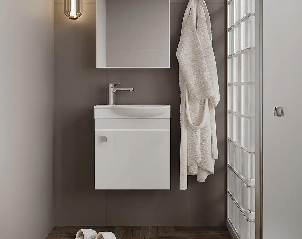 Набор тумбы с раковиной Supraten Bearn 45 + 4779 R (White)