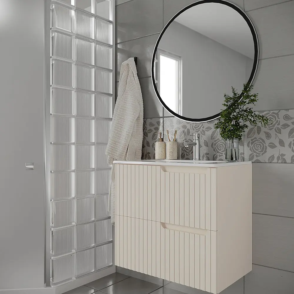 Set dulap cu lavoar Supraten Bordo 60 + 60E (Cream)