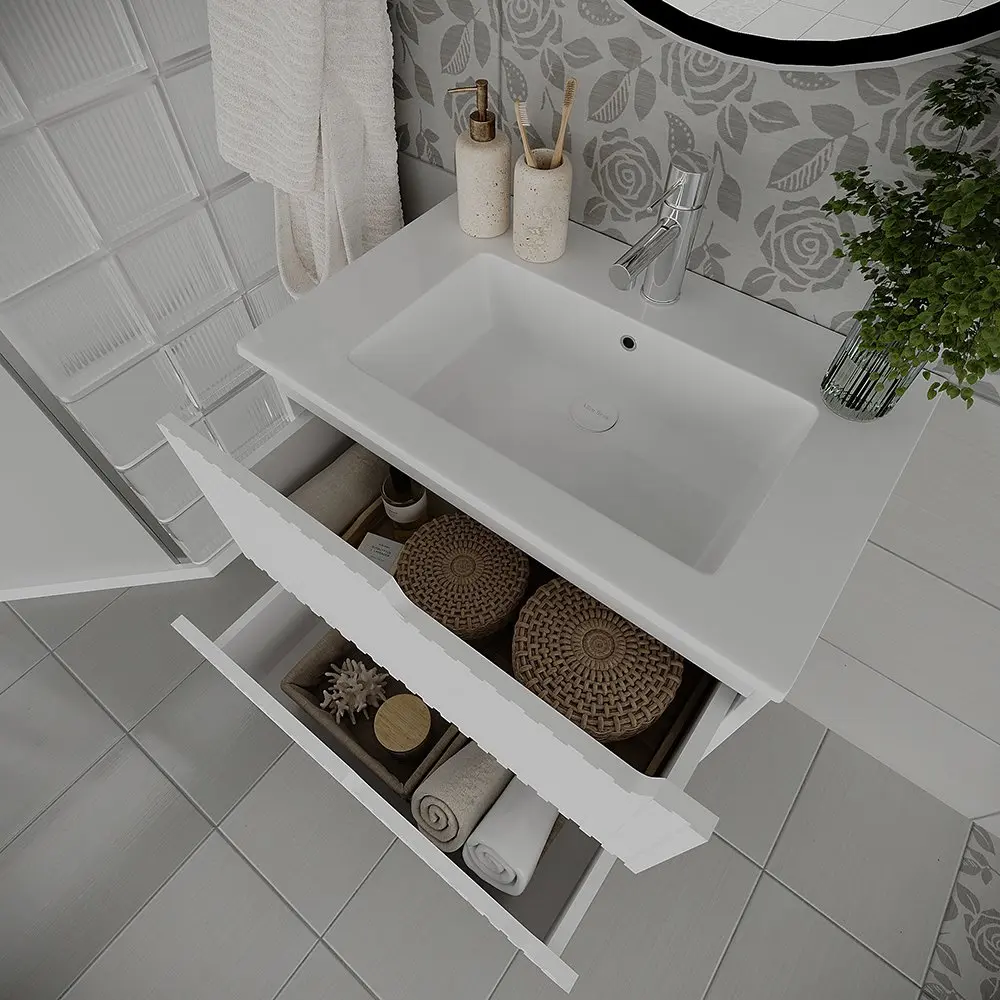 Набор тумбы с раковиной Supraten Bordo 60 + 60E (White)