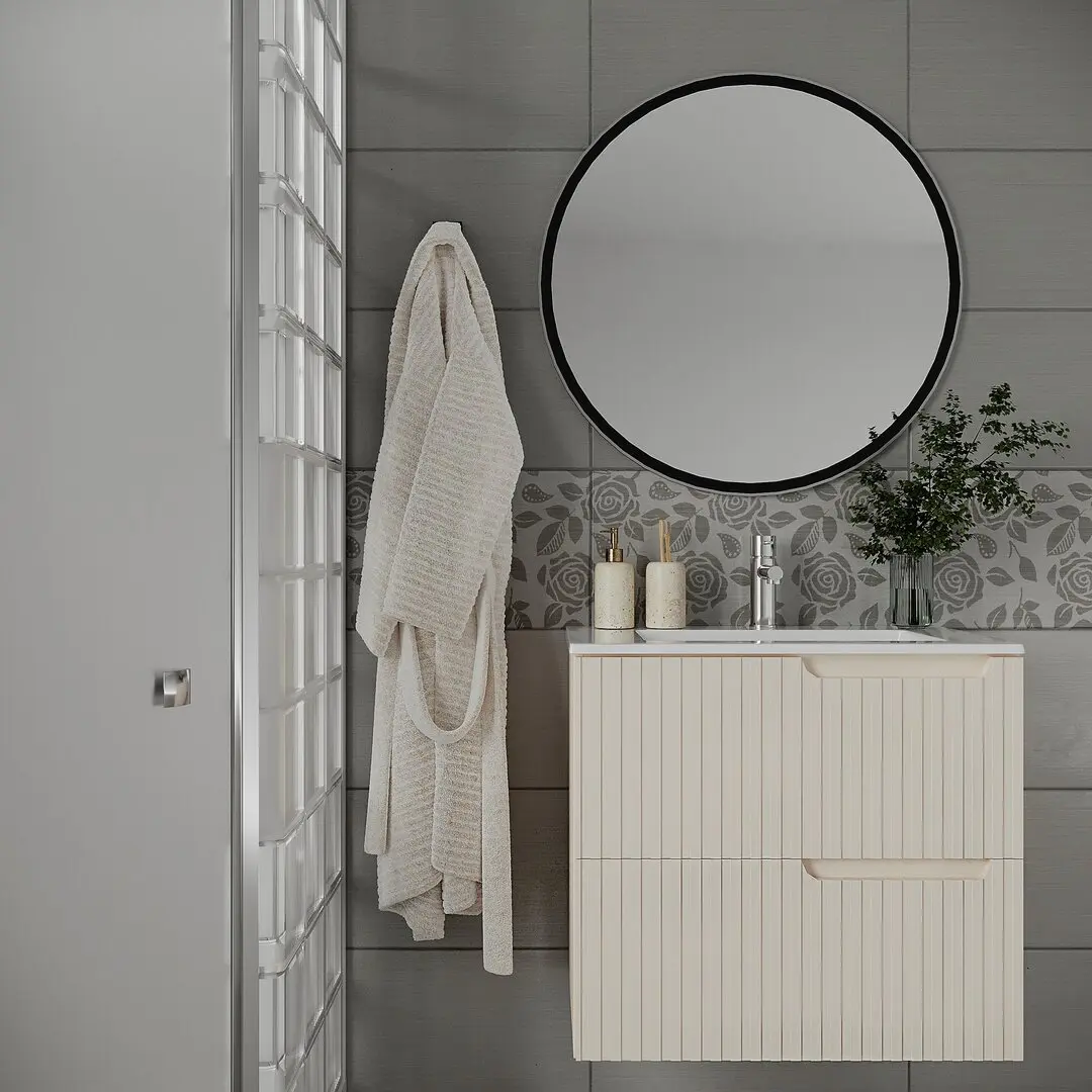 Set dulap cu lavoar Supraten Bordo 75 + 75E (Cream)