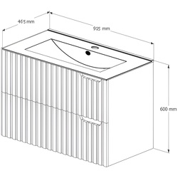 Set dulap cu lavoar Supraten Bordo 90 + 90E (Grey) Thumb