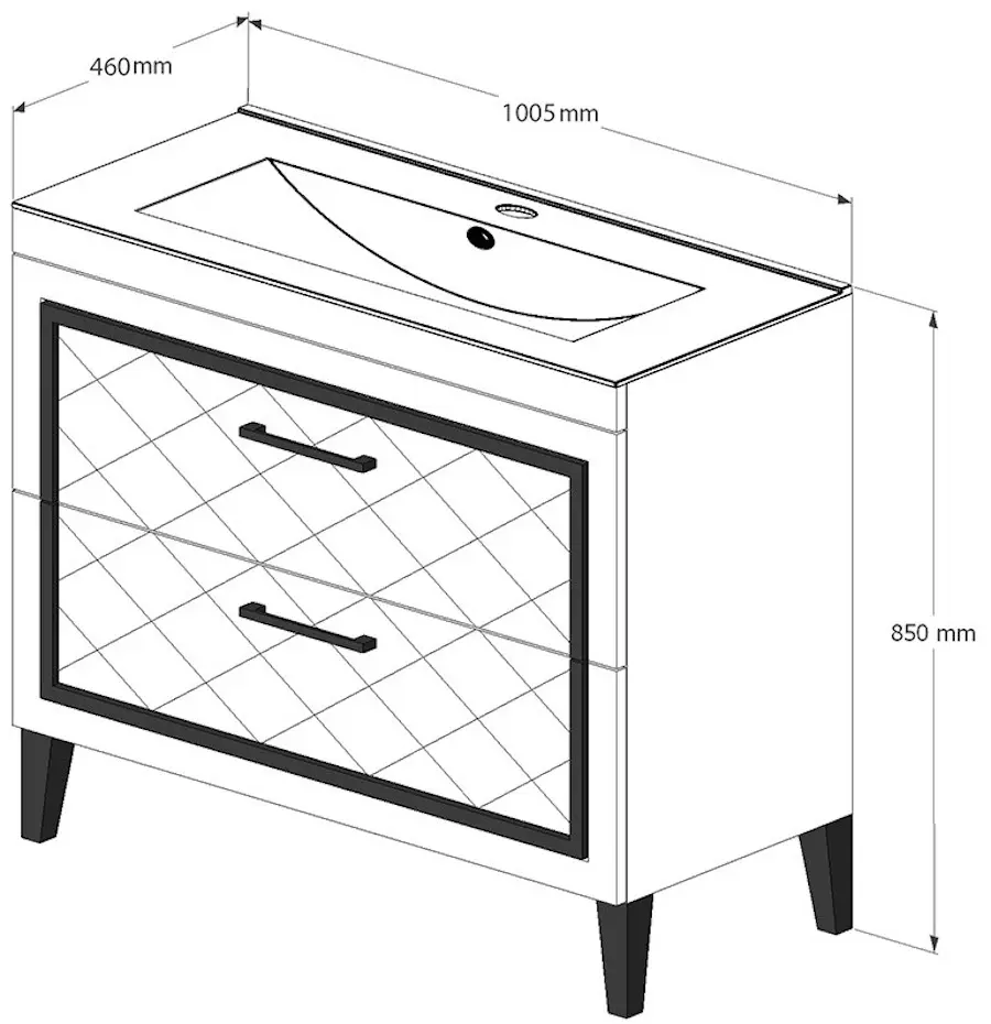 Set dulap cu lavoar Supraten Burgundie 100 + 1100 (White)