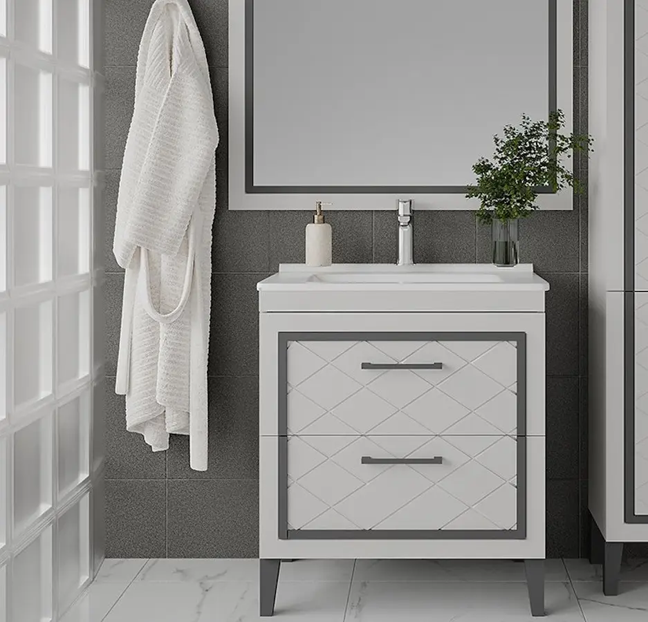 Set dulap cu lavoar Supraten Burgundie 100 + 1100 (White)