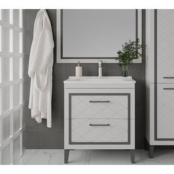 Set dulap cu lavoar Supraten Burgundie 75 + 1075 (White)