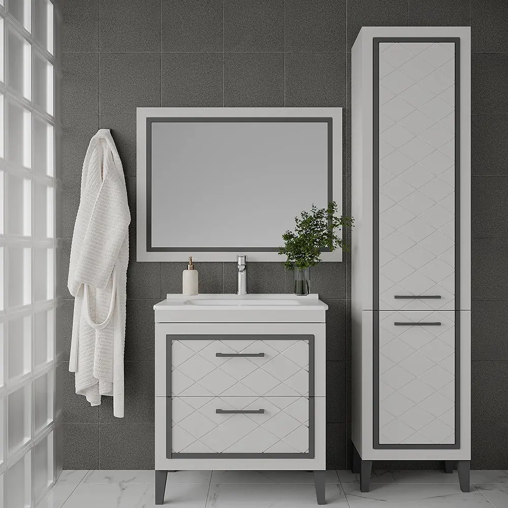 Set dulap cu lavoar Supraten Burgundie 75 + 1075 (White)