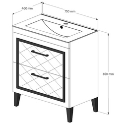 Set dulap cu lavoar Supraten Burgundie 75 + 1075 (White) Thumb