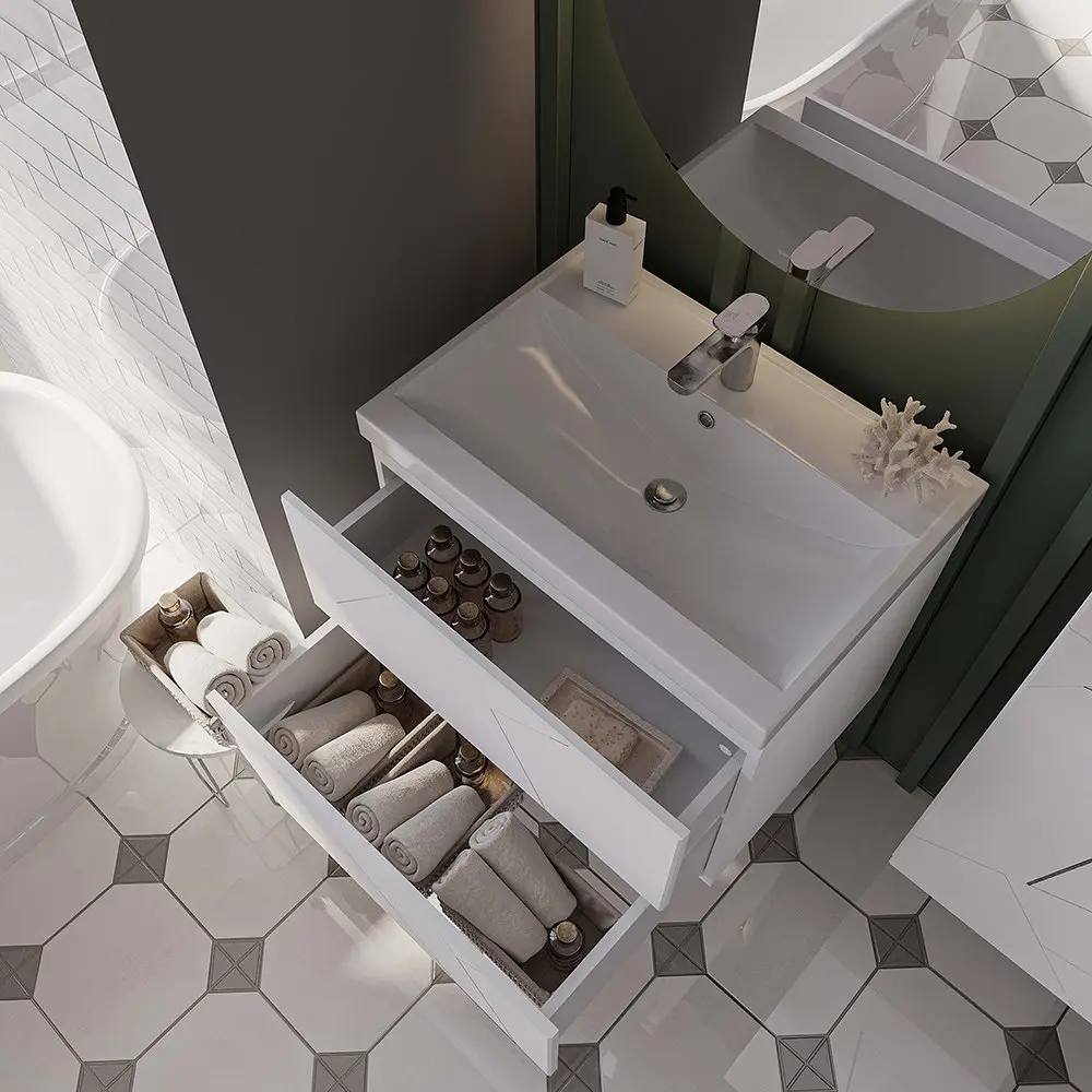 Set dulap cu lavoar Supraten Corsica 75 + 75E (White)