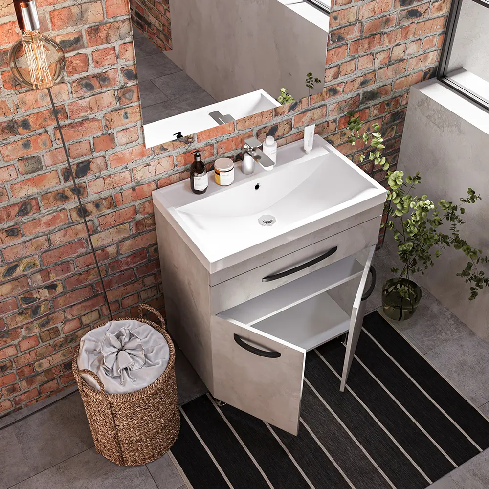 Set dulap cu lavoar Supraten Dijon 60 + TG 8056 (Concrete)