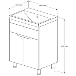 Set dulap cu lavoar Supraten Dijon 60 + TG 8056 (Grey) Thumb