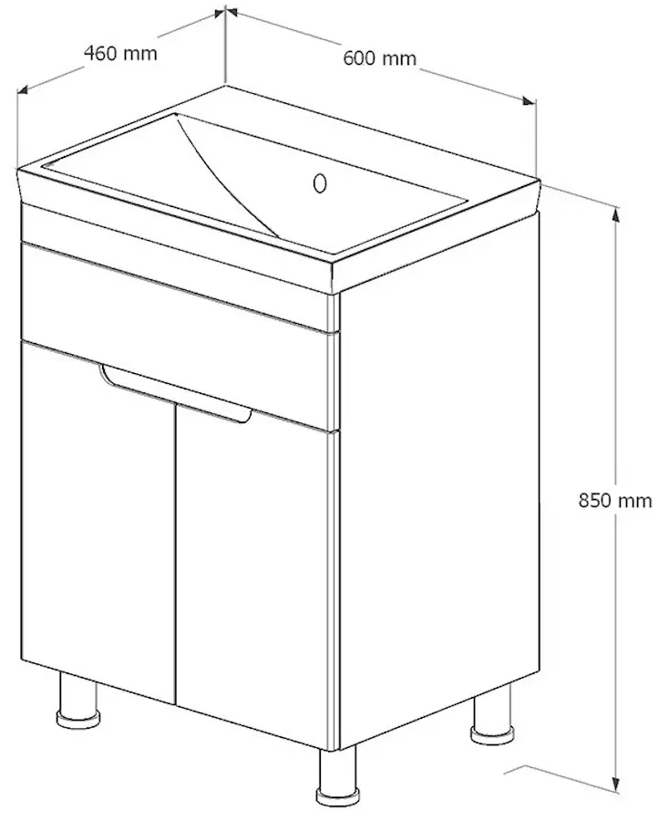 Set dulap cu lavoar Supraten Dijon 60 + TG 8056 (Grey)